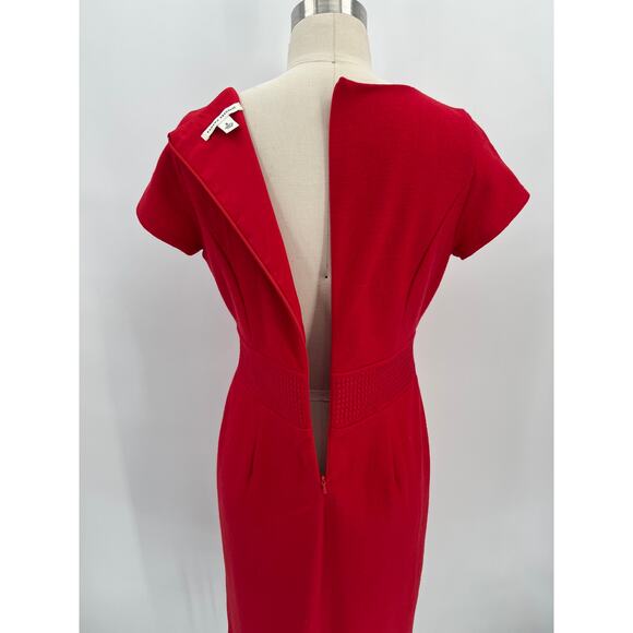 Banana Republic Short Sleeve Sheath Dress Sz 6 Bright Red Wool Classic Office - Picture 5 of 8